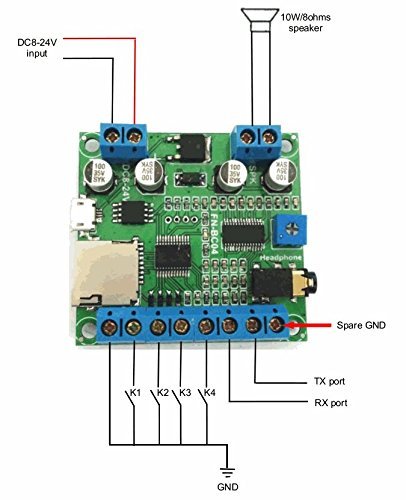 Electronics123.com, Inc. 4 Buttons Triggered MP3 Player Board with 10W Amplifier and Terminal Blocks