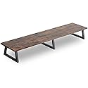 TEAMIX 42 inch Large [Dual] [Monitor] [Riser],Rustic Brown Extra Long TV [Stand Wood & Steel Desktop [Riser] with Storage for [Dual] Screen Office