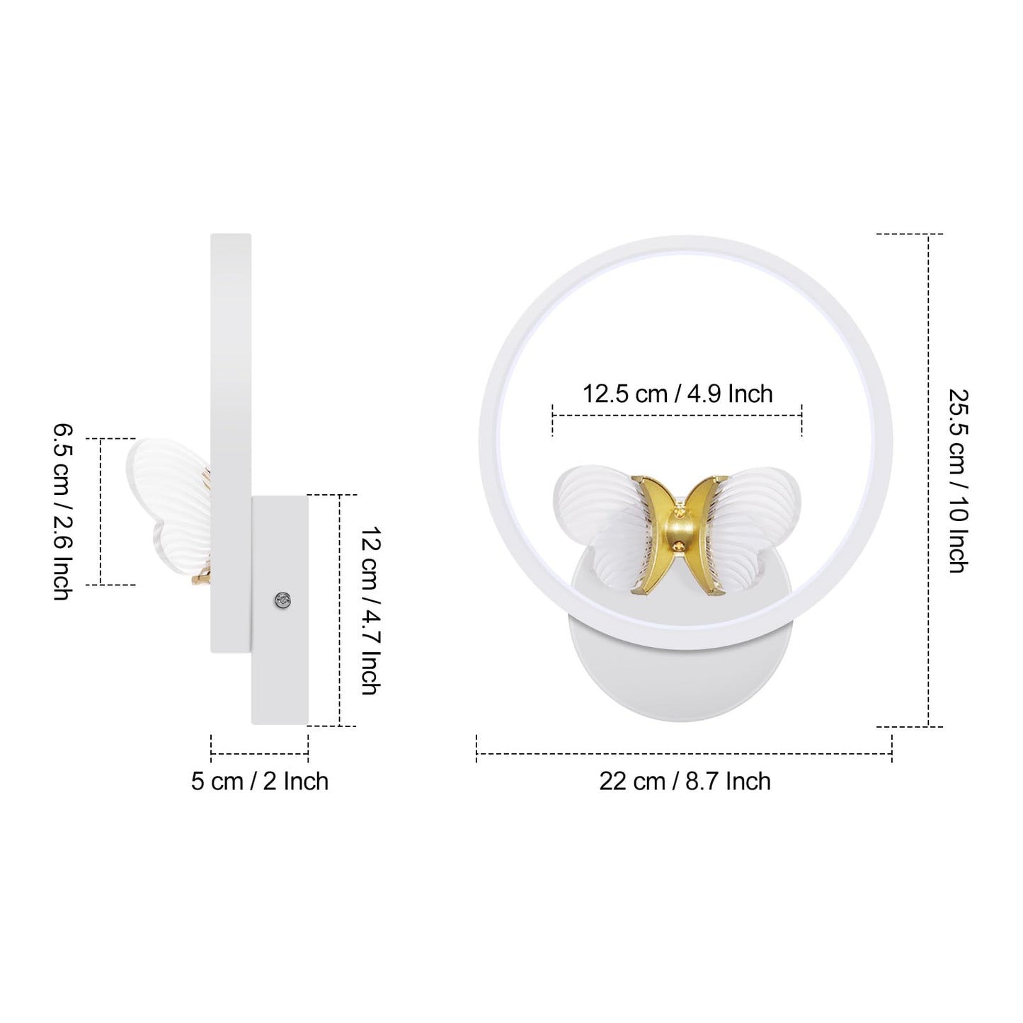 XEYOU 16W Modern Wall Sconce Lighting Indoor LED Creative Wall Light Fixture Butterfly Shape Decoration Wall Lamp for Living Room Bedroom Stair