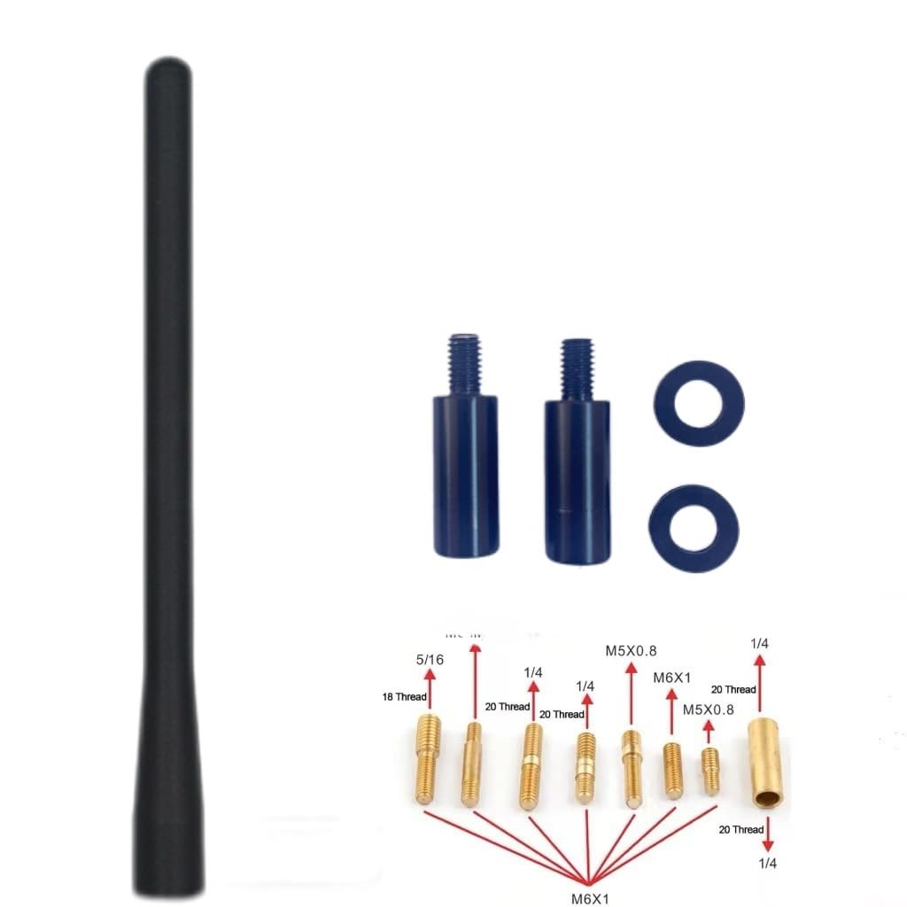 Car Short Antenna, 5 Inch Carbon Fiber American Flag Aluminum Auto Radio Antenna for AM/FM Reception, Universal Replacement Car Antenna with 9