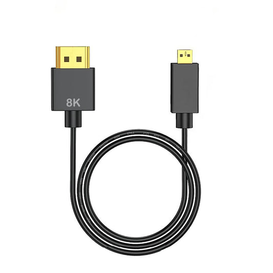 SkyeySnail 0.5m / 1.6ft 8K HDMI Cable High Speed 48Gbps, Type A to D, Micro HDMI 2.1, Ultra Thin, Hyper Super Flexible Slim Cord,Diameter<3.6mm, eARC