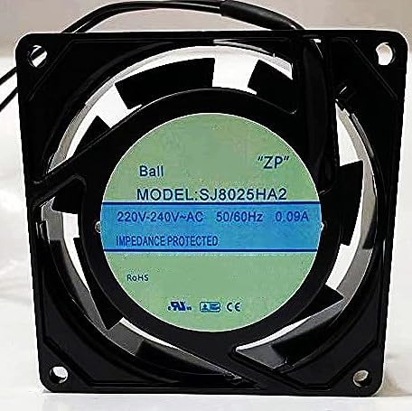 SJ8025HA2 AC 220/240V 0.09A 21CFM 80X80X25MM Cabinet Cooling Fan