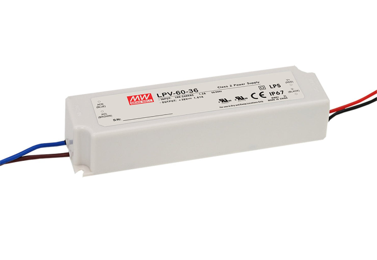 MEAN WELL [AC/DC LED Driver] LPV-60-24 60W Single Output Class 2 Power Supply(24V 2.5A)