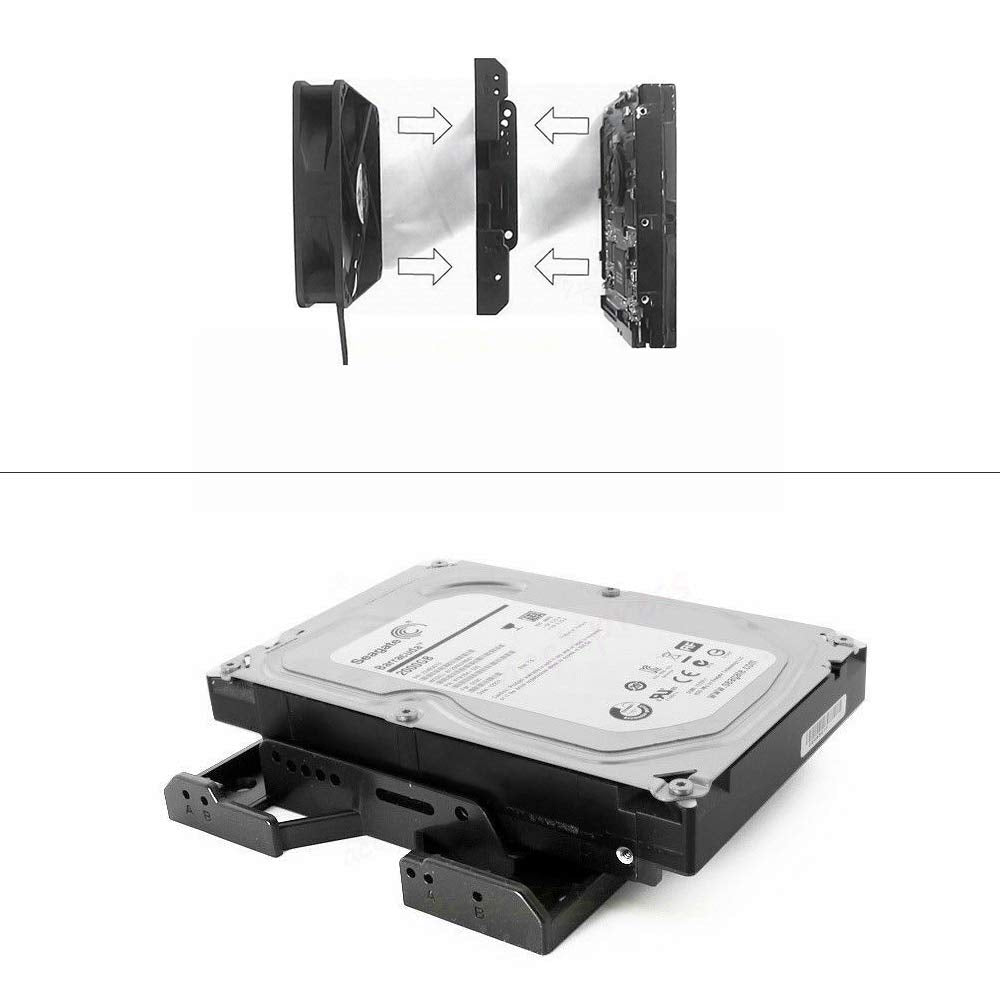 KOOBOOK 2Pcs 5.25" to 3.5" 2.5" SSD HDD Tray Caddy Case Adapter Hard Disk Drive Bays Holder Cooling Fan Mounting Bracket for PC