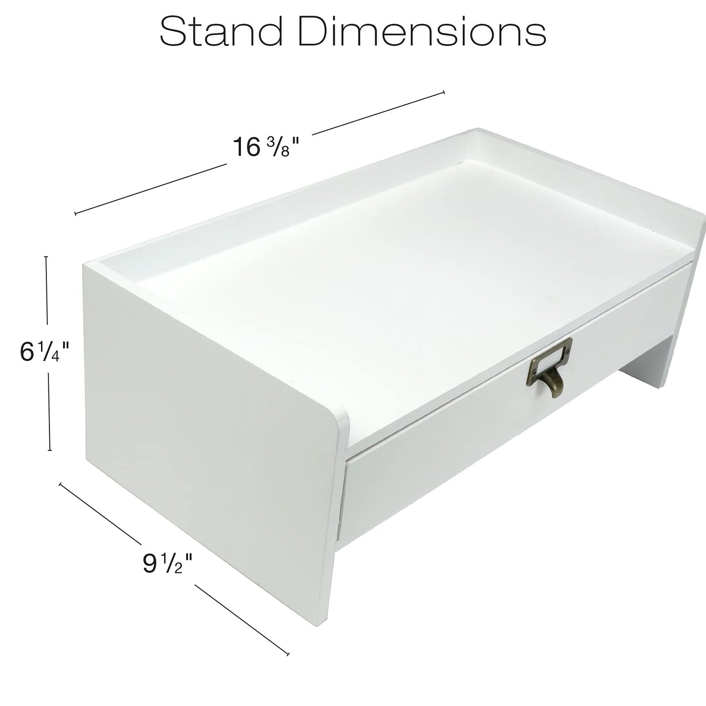 EXCELLO GLOBAL PRODUCTS Wooden Monitor Stand: Includes Drawer for Desktop Organization of Notebooks, Pens, Pencils & Office Supplies (White)