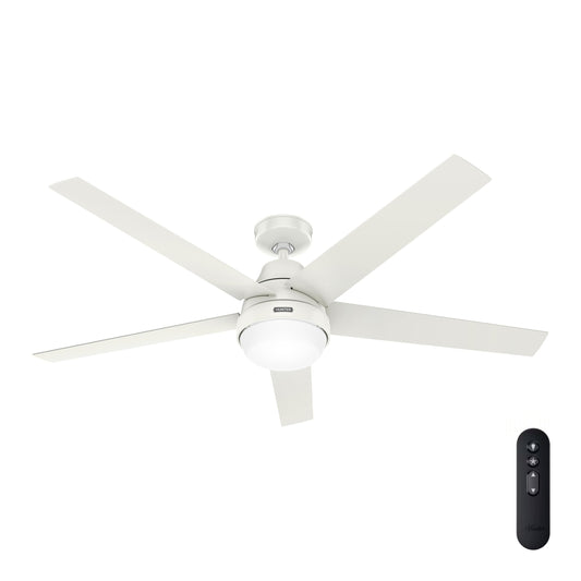 Hunter Fan 60 Inch Fresh White Indoor Ceiling Fan with Light and Remote Control for Bedroom, Living Room, Office, Basement, Kitchen, Dining Room