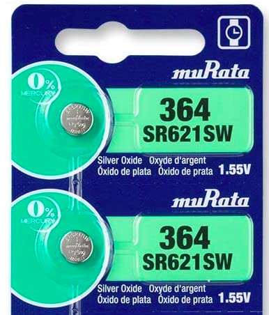 Murata 364 SR621SW Battery 1.55V Silver Oxide Watch Button Cell - Replaces Sony 364 (2 Batteries)