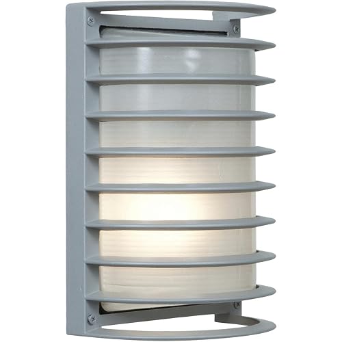 Bermuda - LED Outdoor Rubbed Bulkhead Wall Light - 11"H - Satin Finish - Ribbed Frosted Glass Shade