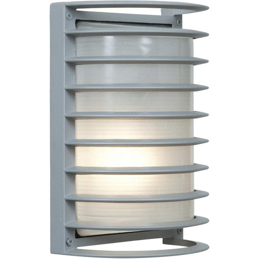 Bermuda - LED Outdoor Rubbed Bulkhead Wall Light - 11"H - Satin Finish - Ribbed Frosted Glass Shade