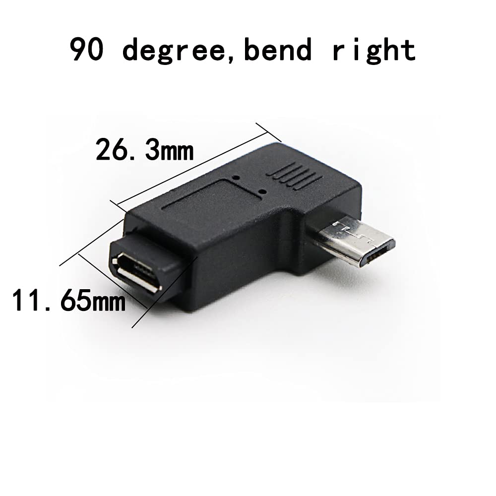 rgzhihuifz Micro USB to Micro USB Adapter, 90 Degree Left & Right Angled Android Connector, 3-Pack