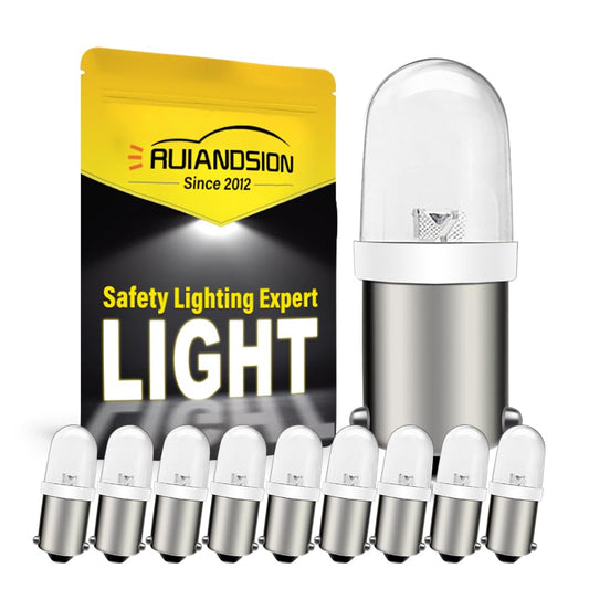 Ruiandsion 10pcs BA9S LED Bulb 120V AC/DC LED 9mm BA9s Base LED Replacement Bulb for Indicator Pilot Light,White