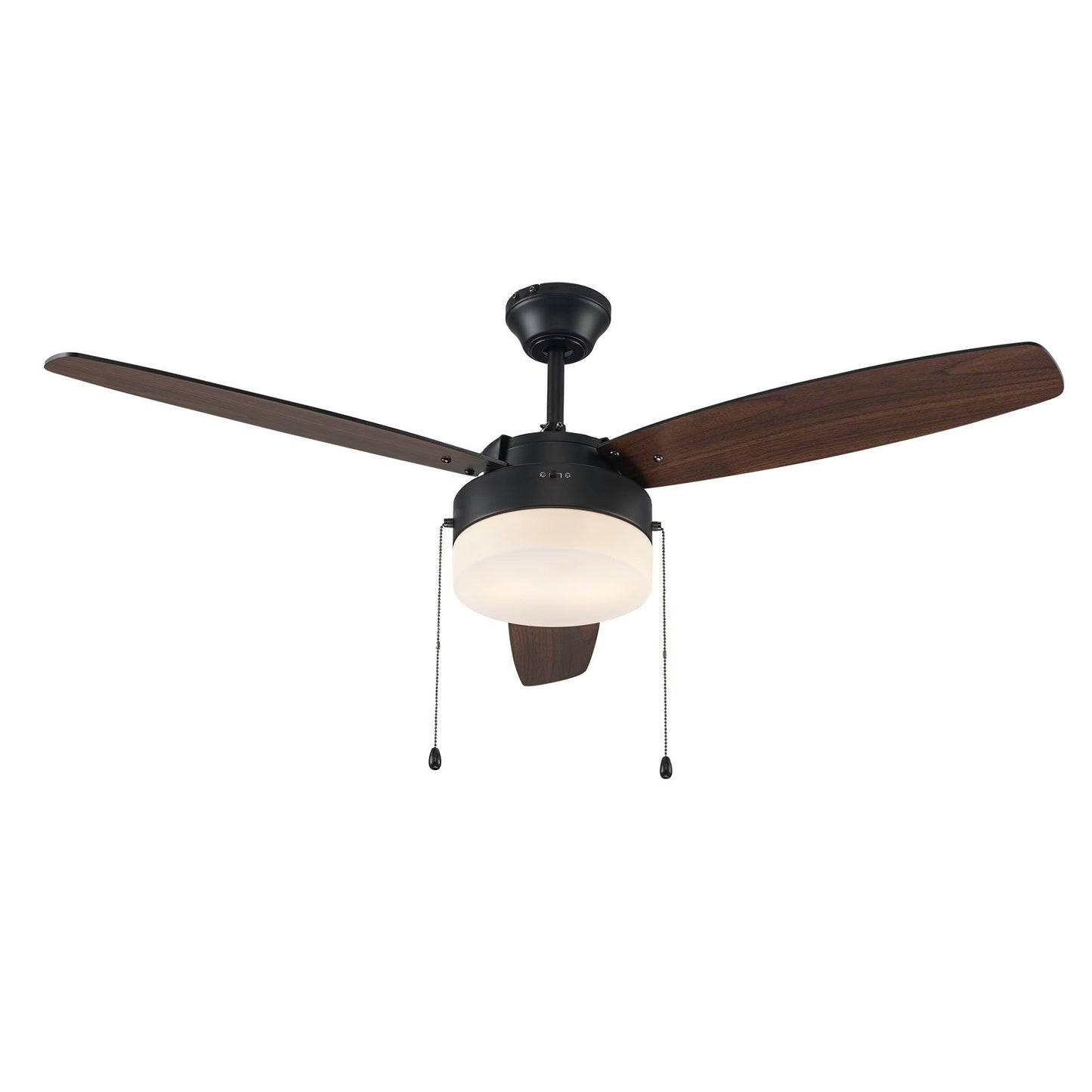 Asher Hamilton AHF-212BK Willow 52 Inch Indoor Ceiling Fan | 3 Blade Configuration | Requires E26 Medium Base Bulbs | Dry Rated Ceiling Fan | Frosted