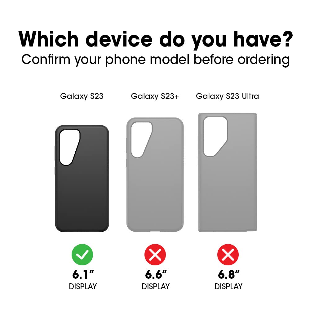 OtterBox Galaxy S23 Symmetry Series Case - Black, Ultra-Sleek, Wireless Charging Compatible, Raised Edges Protect Camera & Screen