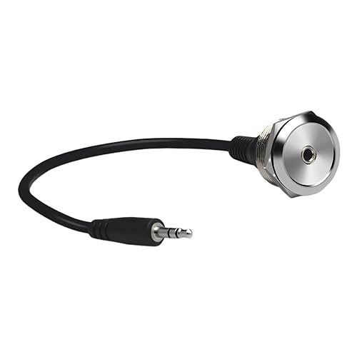 YiKaiEn 3.5mm TRS Stereo Panel Mount Adapter - Threaded Round Connector, Male to Female Short Cable, for Headphones & Microphones 20cm 0.65FT Silver