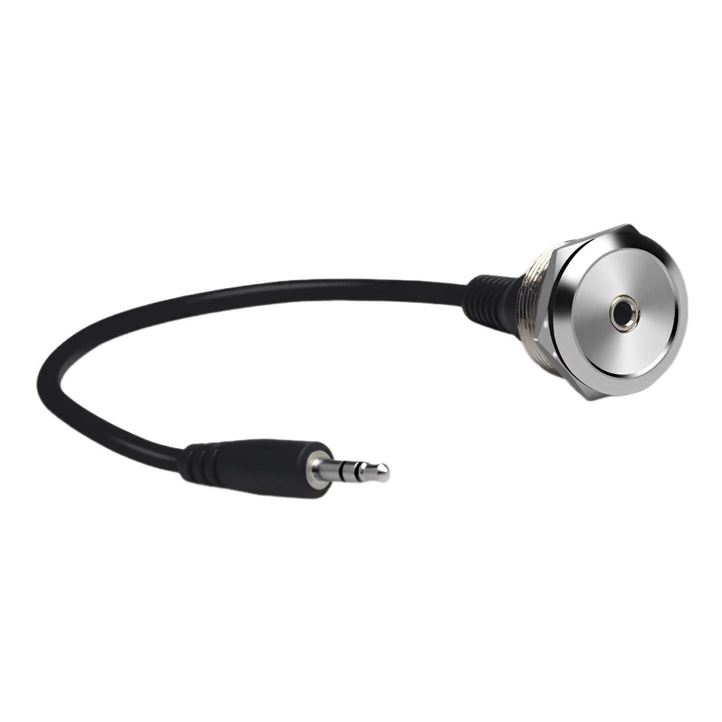 YiKaiEn 3.5mm TRS Stereo Panel Mount Adapter - Threaded Round Connector, Male to Female Short Cable, for Headphones & Microphones 20cm 0.65FT Silver