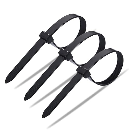 60 Piece Multi-Purpose Ultra Heavy Duty UV Cable Ties,11.8 Inch Width 0.51 Inch, 250 lbs Tensile Strength,Non-metal bands,Black