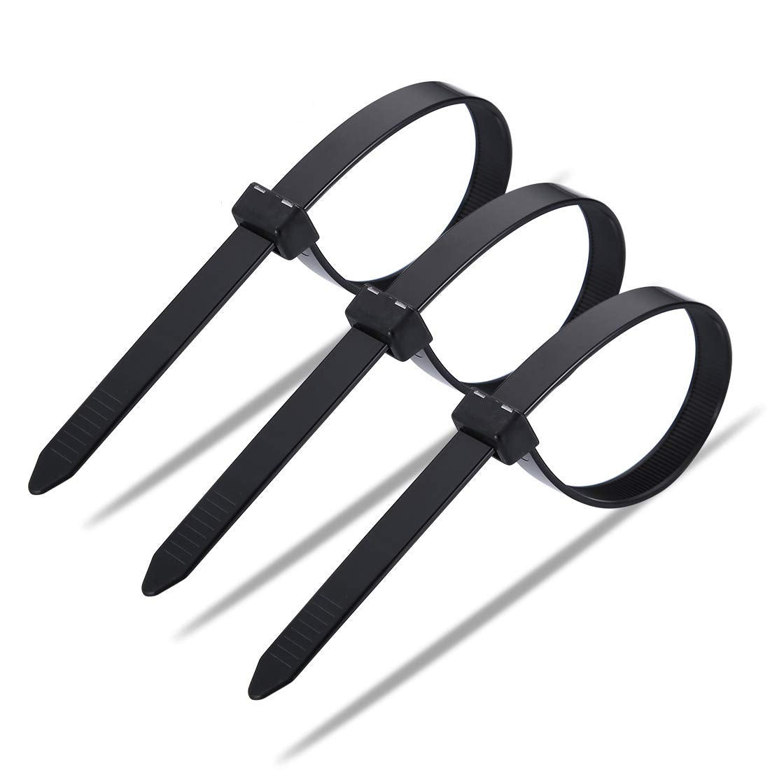 60 Piece Multi-Purpose Ultra Heavy Duty UV Cable Ties,11.8 Inch Width 0.51 Inch, 250 lbs Tensile Strength,Non-metal bands,Black