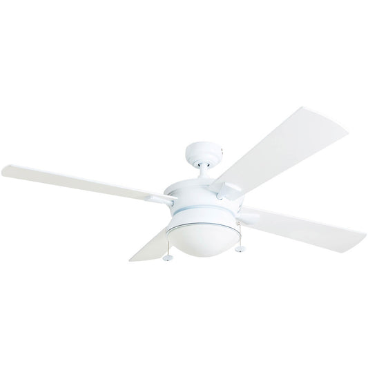 Prominence Home Auletta, 52 Inch Contemporary Indoor Outdoor Ceiling Fan with Light, Pull Chain, Dual Mounting Options, Dual Finish Blades, Reversible