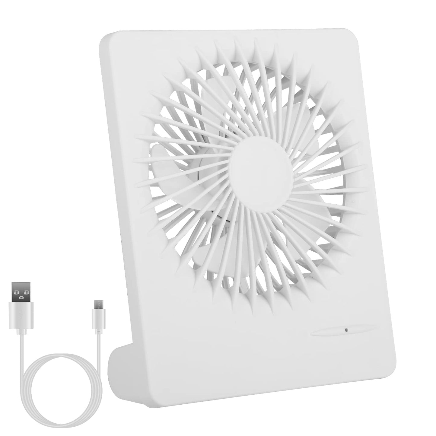 KOCASO 3 Speed Office Air Circulator Fan, 6.58in Desk Fan with 5 Blades, USB Rechargeable Fan, White