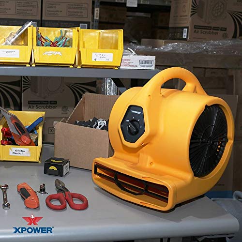 XPOWER P-130A Mini Mighty 1/5 HP 800 CFM Centrifugal Air Mover, Carpet Dryer, Floor Fan, Blower, Stackable, Daisy Chain, for Water Damage Restoration