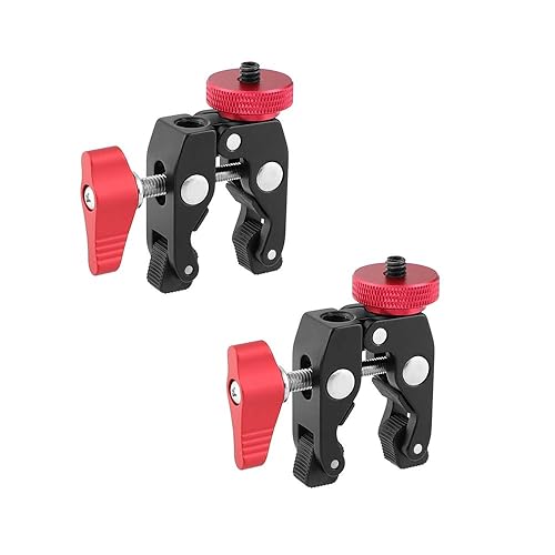 Kayulin Crab Clamp Holder with 1/4" Screw Adapter for Studio Flash Light Camera Tripod (Red, 2 Pieces)