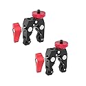 Kayulin Crab Clamp Holder with 1/4" Screw Adapter for Studio Flash Light Camera Tripod (Red, 2 Pieces)