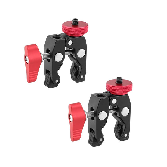 Kayulin Crab Clamp Holder with 1/4" Screw Adapter for Studio Flash Light Camera Tripod (Red, 2 Pieces)