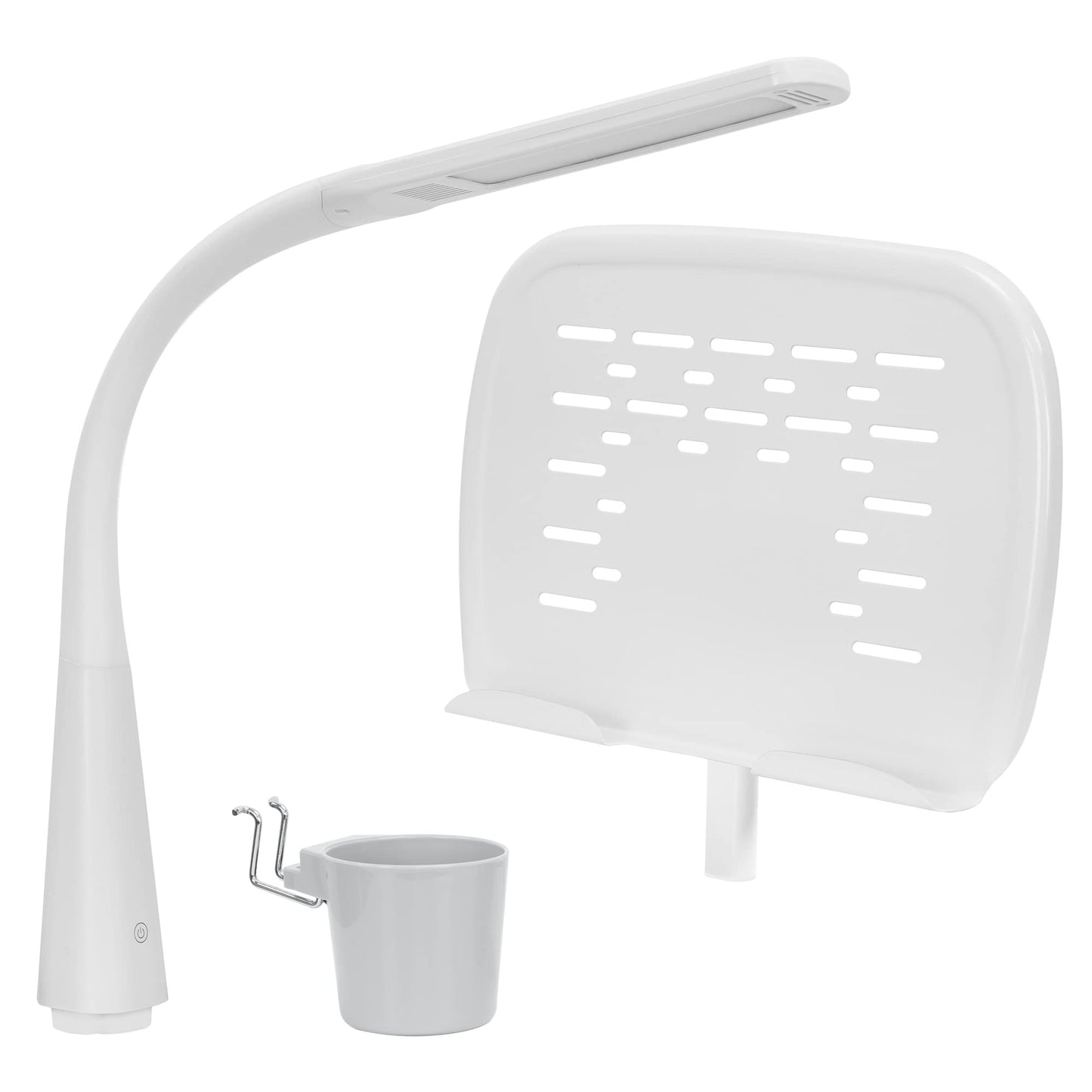 Mount-It! Accessory Kit for Height Adjustable-Kids-Desk | Includes LED-Lamp, Book Holder Shelf and Pencil Holder-Cup, Grey