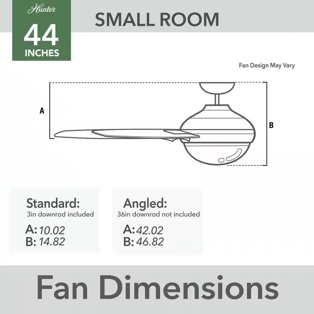 Hunter Fan 44 Inch Matte Silver Indoor Ceiling Fan with LED Light and Pull Chain for Small Room, Baby Room, Kitchen, Basement (Renewed)