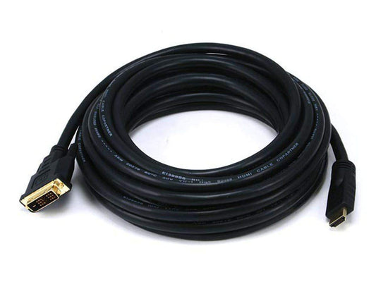 Monoprice Standard HDMI to DVI Adapter Cable - 26AWG, CL2 in-Wall Rating, with Ferrite Cores, 720p, x.v.Color, 25 Feet, Black