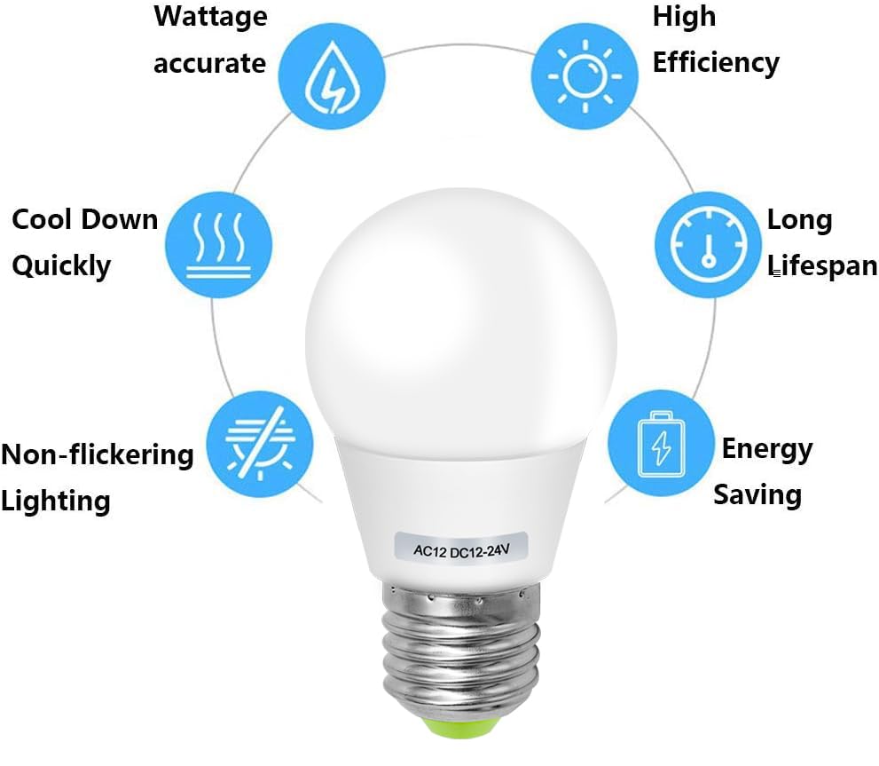 3W A15 Edison LED Light Bulbs E26 Medium Screw Base 40 Watt Equivalent 12V