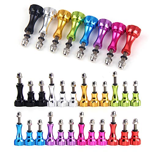 SLFC 3 Pcs Aluminum Alloy Thumbscrews for GoPro Hero 2018, Fusion, Hero 8/7/6/5/4/3/2/1, DJI Osmo Action, 8 Colors, Very Durable, Standard Camera