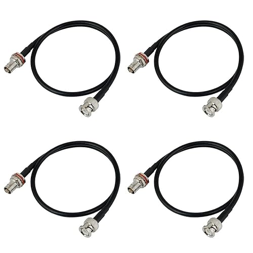 RhymKawa RK Antenna Extension Cable with BNC and Bulkhead Connector for Wireless Microphone Combination System, Lenght 20‘’ (4 Pack)