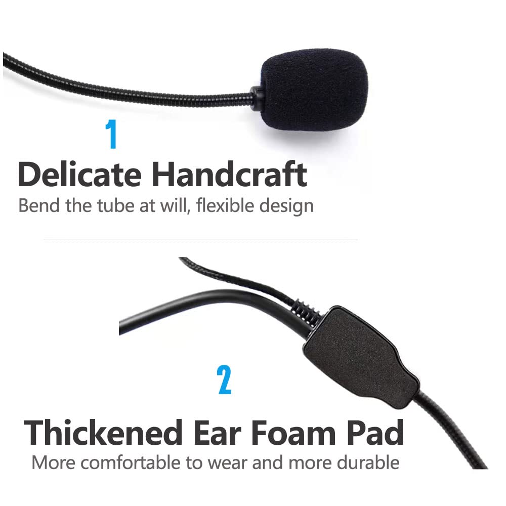 VOVIGGOL 2Pcs Microphone Headset Mic, Flexible Wired Boom for Voice Amplifier, 3.5mm Connector Jack Headset Microphone for Singing, Speaking