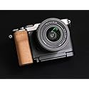 QR L Handle Hand Grip Wood Handle + Alloy Baseplate for Sony A7C Camera Holder (Cherrywood + Black Alloy Baseplate)