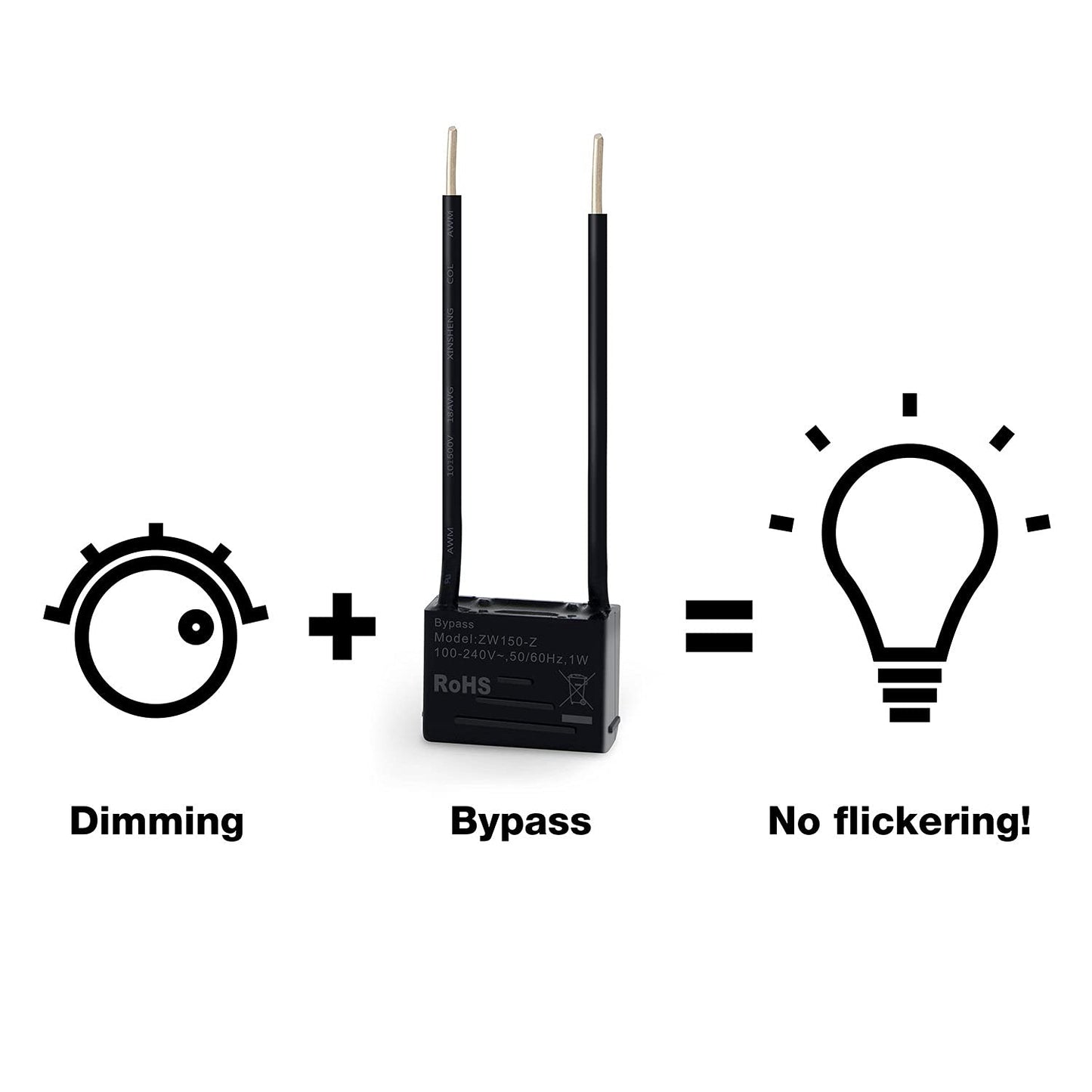 Aeotec ZW150 Nano Dimmer Bypass Load Resistor and Dummy Load for Dimmer TRIAC Dimmer Switches to Fix Flicker Problems - Black