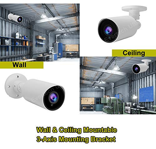 Evertech Upgraded 1080p Outdoor Night Vision CCTV Security Surveillance Bullet Camera 4in1 HD AHD TVI CVI Analog, Manual Zoom, Wall and Ceiling Mount