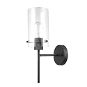 Globe Electric 51860 Pisaq 1-Light Wall Sconce, Matte Black, Clear Glass Shade, Bulb Not Included