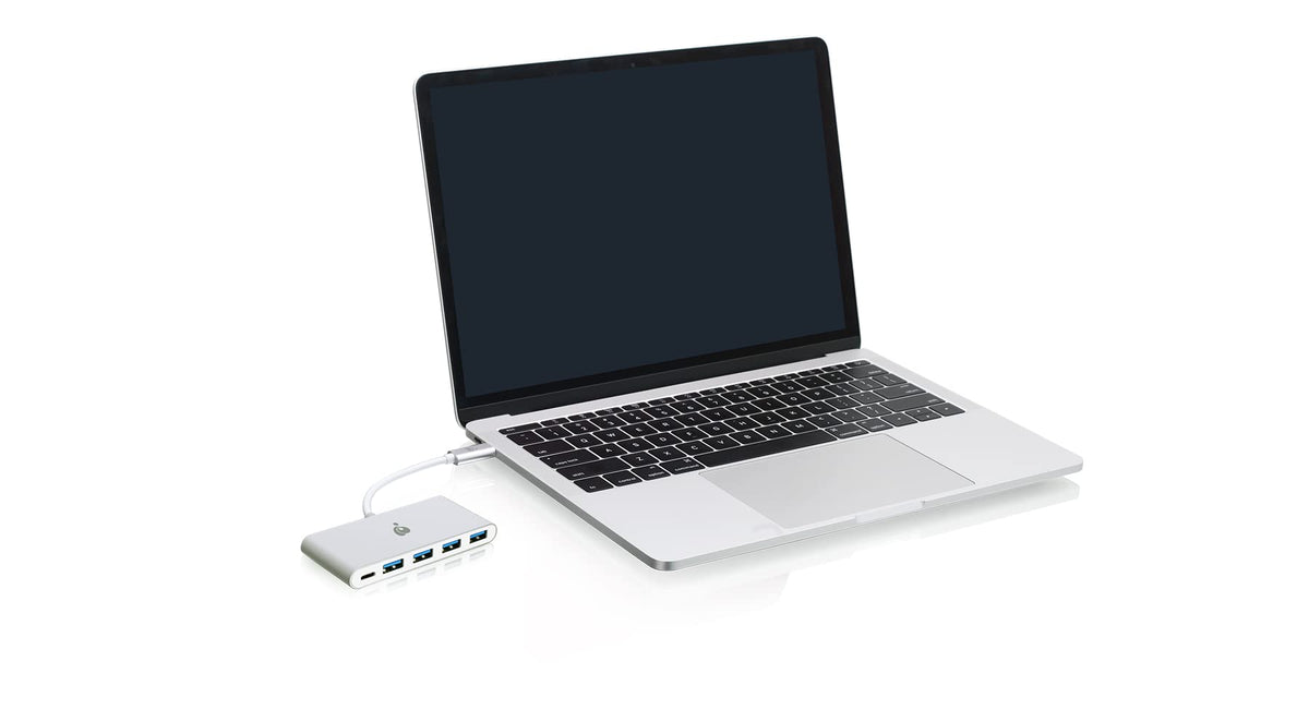 IOGEAR USB-C to 4 Port USB-A Hub - USB-C 60W Pass Through - Compatible wi/Thunderbolt 3 - Type-A Port (5Gbps) - GUH3C4PD