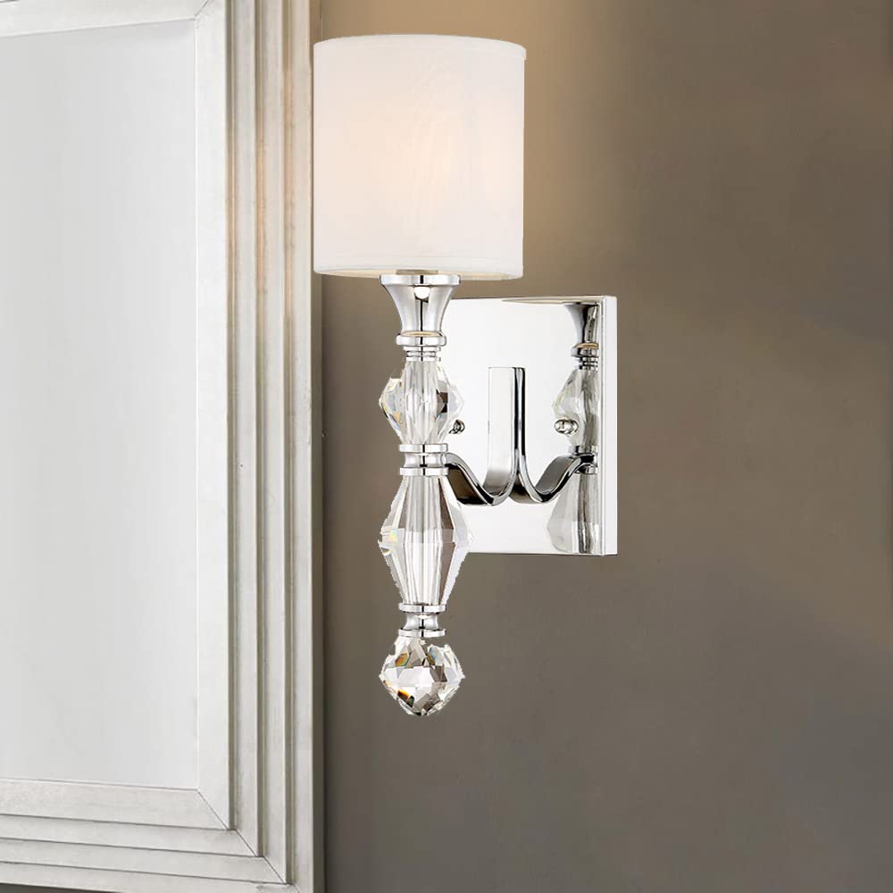 DESIGNERS FOUNTAIN Evi Wall Sconce Light, 16.5 Inch Lighting Fixture for Bedroom, Bathroom and Entryway, White, 89901-CH