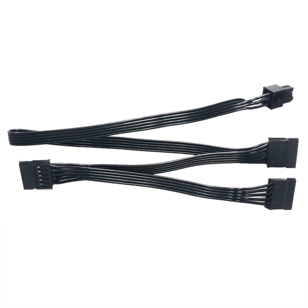 Zahara SATA Power Cable 6 Pin to 3x15 Pin for Seasonic/Antec PSUs, BTC Mining Riser Splitter, Hard Drive Adapter 18.7-inch (47.6cm) 18.7-inch 18AWG