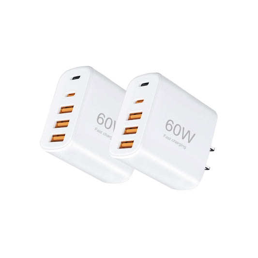 USB C Fast Charger Block, 60W 5-Port USB C Wall Charger, 2USB C & 3USB A Multiport Charging Cube for i Phone 17/16/15/14/13/12/S25/S24