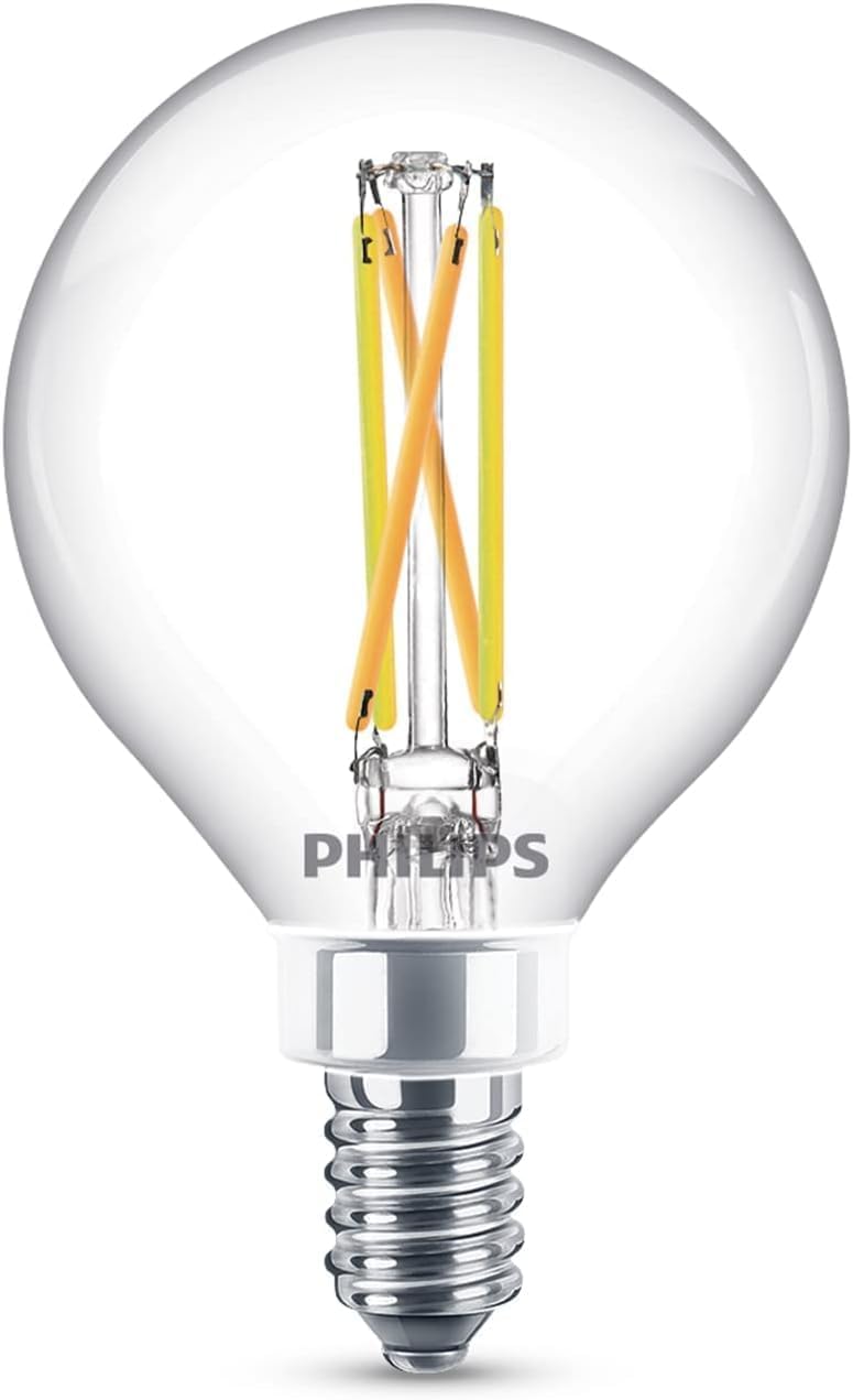 PHILIPS LED 40W G16.5 E12 Base 2-Pack Ultra Definition Soft White (2700K) 350 Lumen (3.5W=40W) Clear Flicker Free Light Bulbs