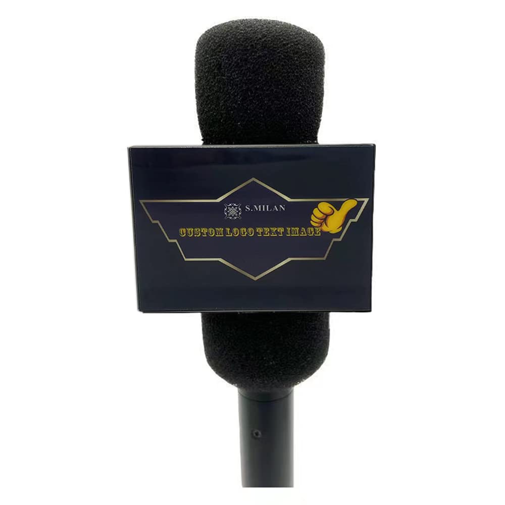 custom microphone logo cube mic flag Portable ABS Injection Molding Square Cube HD printed tempered film (black)