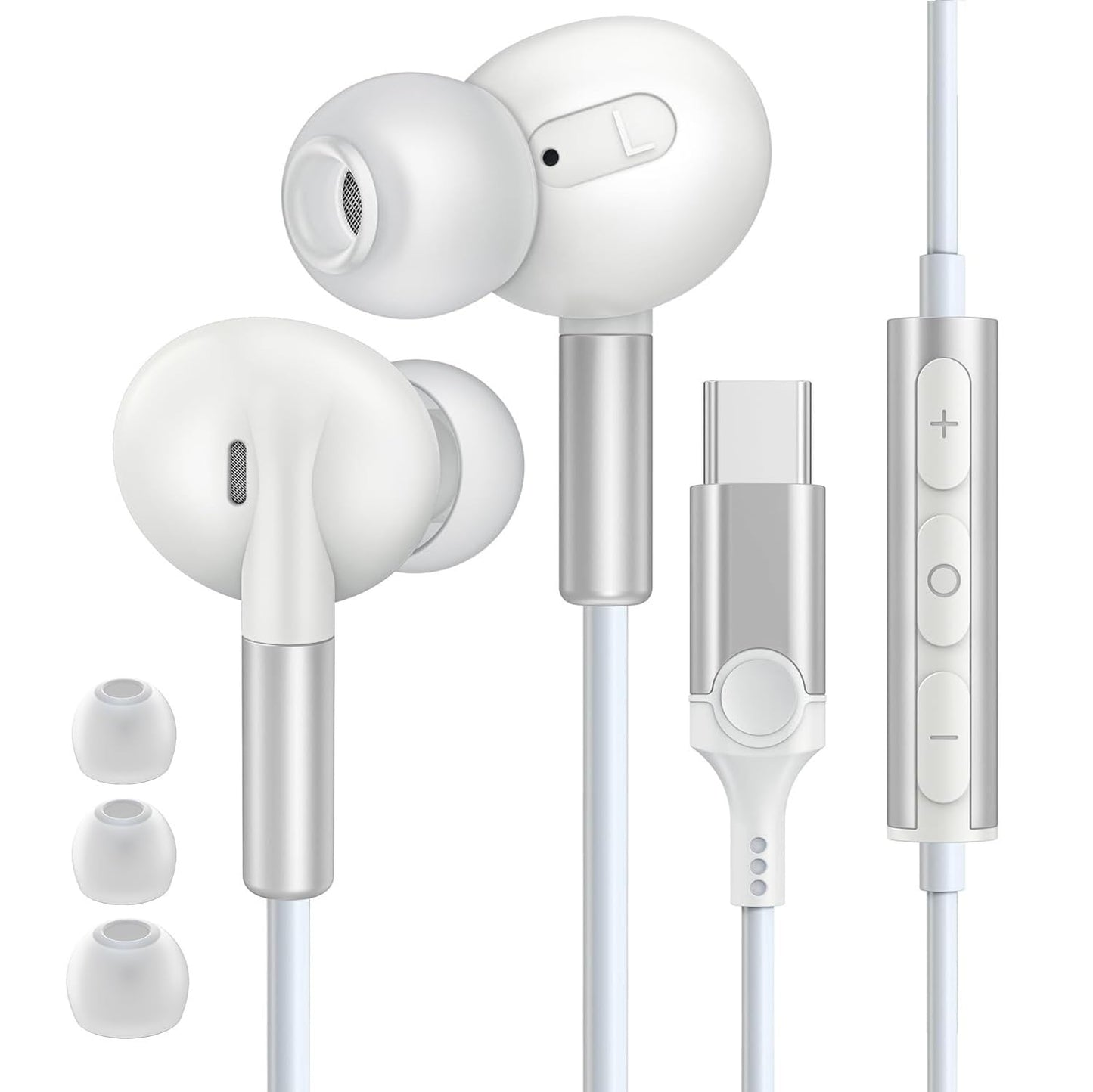 Wired Earbuds USB C Headphones for iPhone 16 15 Pro Max Plus iPad Pro, in-Ear Ear BudsType C Earphones Wired with Mic Volume Control Compatible…