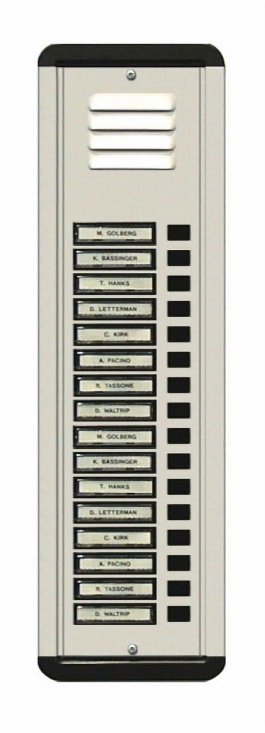 Alpha Communications AM642-16 16 Metal Button L/S Panel, Flush Mount, Aluminium; Requires 0H601 Flush Housing; Vandal-Resistant Speaker Grille