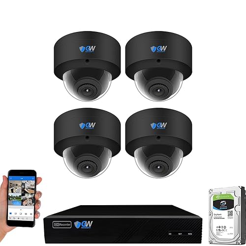 GW Security 8 Channel 12MP NVR UltraHD 4K Face Recognition/Human/Cars Detection PoE Security Camera System with 4 x 8MP Waterproof Microphone 130°