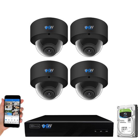 GW Security 8 Channel 12MP NVR UltraHD 4K Face Recognition/Human/Cars Detection PoE Security Camera System with 4 x 8MP Waterproof Microphone 130°