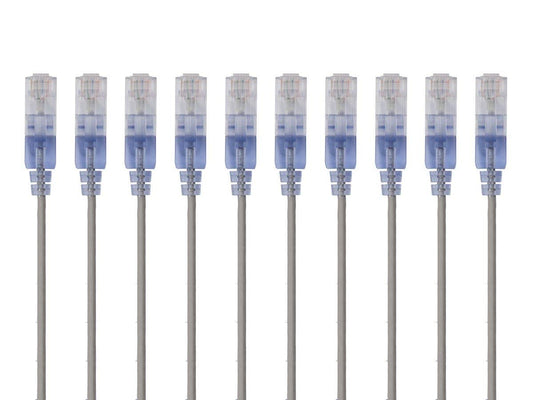 Monoprice Cat6A Ethernet Patch Cable - Snagless RJ45, 550Mhz, 10G, UTP, Pure Bare Copper Wire, 30AWG, 10-Pack, 1 Feet, Gray - SlimRun Series