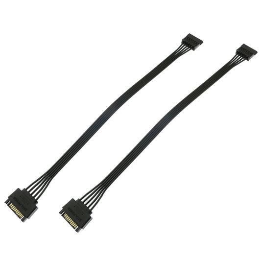 BLLNDX SATA Power Extension Cable 2PCS 11.8Inch Black 15Pin SATA Male to Female Extender Cable Adapter for HDD, SSD, Optical Drives, DVD Burners, PCI